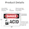 Signmission Acid Danger Sign, Plastic, 18in W x 12in L, 2PK OS-2PACK-DS-P-1218-L-1017 - alternate 5
